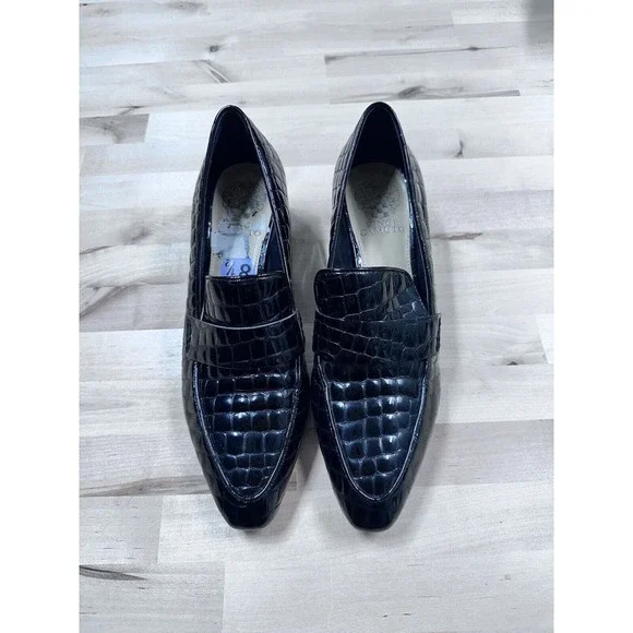 Vince Camuto Adealia Women's Croc Patent Leather Black Loafer Sz 8.5 - Picture 3 of 8
